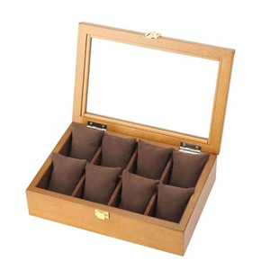 Wooden <b>Watch</b> Box With Glass Lid 8 Compartment Display <b>Case</b> For Jewelry Bracelet Storage - Product Image 3