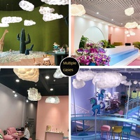Awan gantung langit-langit dengan lampu LED, untuk dekorasi atap Restoran Mall lampu awan sutra untuk dekorasi gantung pernikahan
