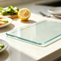 Planche à découper en verre trempé pour la cuisine, plaque en verre transparente pour comptoir, résistante à la chaleur