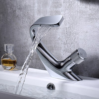 Robinet de lavabo de salle de bain de luxe moderne à cascade thermostatique monotrou noir avec cartouche céramique en laiton pour eau chaude et froide