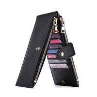 Portefeuille long pour femme AZB537 multi-fentes personnalisé avec RFID, porte-cartes d'identité en cuir PU avec fermeture éclair, porte-cartes de crédit et de banque