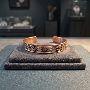 Multi Band Copper Cuff <b>Bracelet</b> With Layered Stripes And Artistic Detailing <b>For</b> Men Women Contemporary Fashion <b>Charm</b> <b>Bracelets</b> - Product Image 4