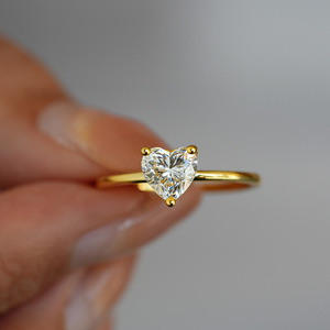 Anillo de Compromiso de Moissanita en Forma de Corazón, Plata de Ley 925, Chapado en Oro, Regalo Romántico para Ella, Anillo Hipoalergénico - Product Image 5