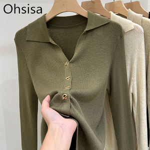 Maglione da <span class=keywords><strong>Donna</strong></span> all'Ingrosso <span class=keywords><strong>Autunno</strong></span> e <span class=keywords><strong>Inverno</strong></span> 2024, Maglia a Maniche Lunghe con Colletto Coreano, Nuovo Top in Stile Straniero - Product Image 1