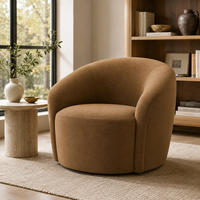 Fauteuil pivotant rembourré sur mesure, canapé individuel de luxe moderne avec base rotative à 360 degrés pour hôtel de charme