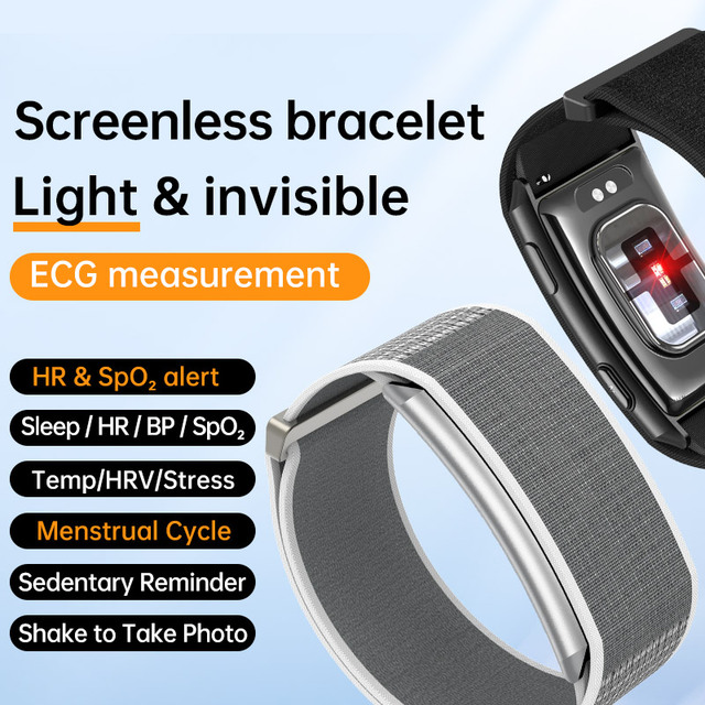 ECG Screenless Smart Health Bracelet HRV Heart Rate Blood Oxygen Sleep Tracking Screenless Fitness Tracker Smart Band Watch