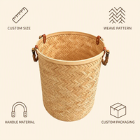 Panier à linge en bambou tressé à la main, moderne et écologique, respirant, multi-usages, pour le rangement des vêtements dans la chambre et la salle de bain, OEM