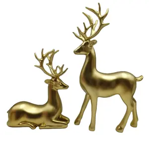 轻奢华艺术圣诞麋鹿雕像动物摆件家居装饰现代装饰顶级优雅欧洲定制CS