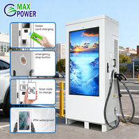 Écran publicitaire 55 pouces, station de recharge pour véhicules électriques à double borne, 60 kW CCS2 GBT DC, borne de recharge ultra-rapide pour voitures électriques