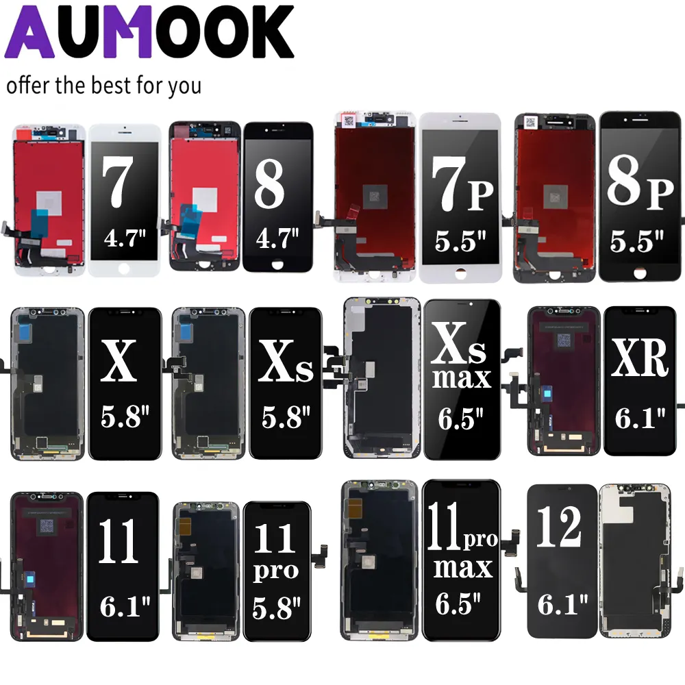 Touch Screen Lcd del convertitore analogico/digitale dell'assemblea dell'esposizione della sostituzione di AUMOOK per il Iphone Se 2020 6 6s 7 8 più X Xr Xs Max 11 12 Pro Lcd massimo