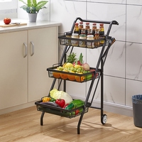 CXT340 Chariot de rangement domestique populaire à trois niveaux pour condiments de cuisine et rangement au sol de chambre