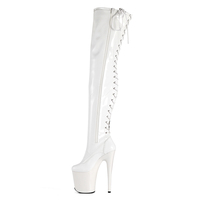 Zapatos de plataforma de PU para mujer, por encima de la rodilla, para pole dance, tacón de 20 CM, caña recta, cremallera interior, para actuaciones, otoño, suministro de logotipo personalizado