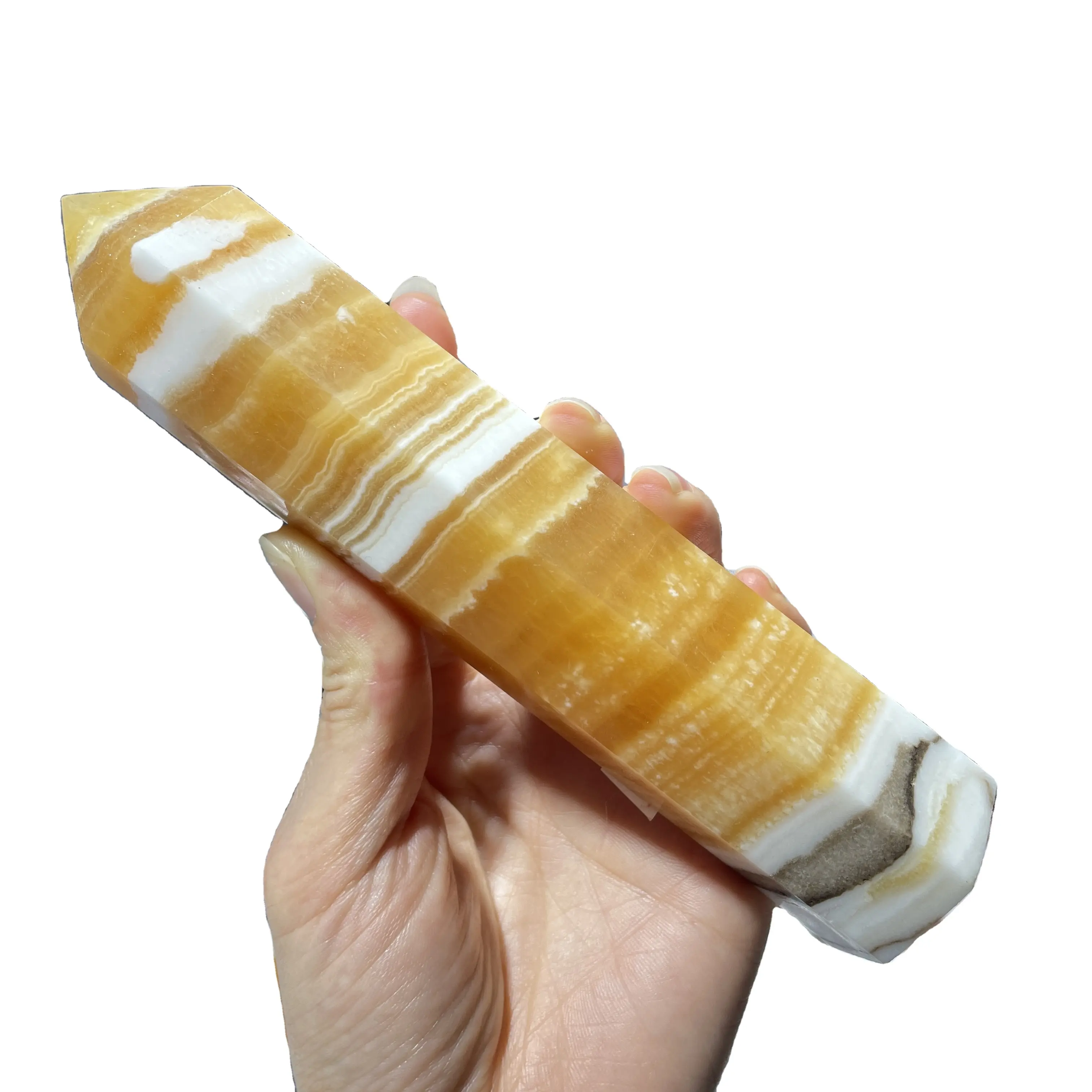 Wholesale natural honey calcite golden honey colour crystal towers wands points