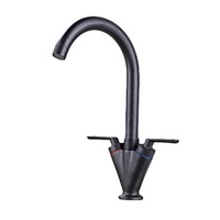 Robinet d'évier de cuisine en céramique à double poignée, design moderne et épuré, montage sur plan, bec chaud/froid, purification de l'eau, vente en gros