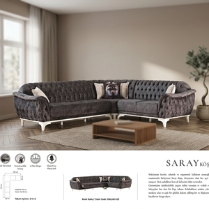 Sofá Cama Modular de Lujo Chesterfield Convertible en Forma de L, Disponible en Tamaños de 7, 6 y 5 Plazas, Hecho en Turquía - Product Image 3
