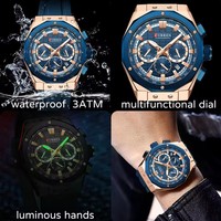 Jam Tangan Pria CURREN 8464 Fashion Mewah Tahan Air Sport Stopwatch Quartz Bisnis dengan Tali Silikon