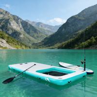 Plateforme de pêche flottante gonflable Drop Stitch la plus vendue pour les lacs et la mer avec pompe à air électrique