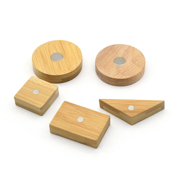 Изготовленные на заказ бамбуковые круглые магниты на холодильник, деревянные лазерные пустые магниты для хранения бумаги