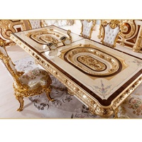 Ensemble de table à manger royale européenne 6 places, table à manger de luxe en bois massif et chaises, mobilier de salle à manger française