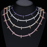Bracelet Tennis de Luxe en Zirconium Noir et Diamant CZ, Collier Ras-du-Cou Style Panthère Noire, Bracelet Hip-hop à Dents de Bête