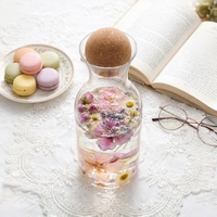Bouilloire en verre borosilicate de haute qualité avec bouchon en bambou, commande en gros, prix direct usine, matériau écologique, verrerie diamantée