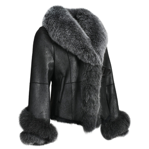 Giacca di nuovo stile genuina con collo e polsini in pelliccia di volpe di lusso caldi cappotti invernali con vera pelliccia da <span class=keywords><strong>donna</strong></span> in <span class=keywords><strong>Shearling</strong></span> - Product Image 2