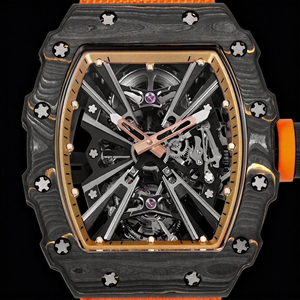 Reloj de Pulsera de Fibra de Carbono con Forma de Barril en Negro y Naranja, Colección Clásica Tourbillon, Regalo Navideño para Hombres de Negocios y Coleccionistas - Product Image 2