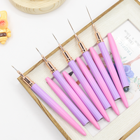 Nouvel ensemble de 5 pinceaux de nail art ultra-fins pour le dessin de lignes, la peinture florale et la sculpture, avec manche métallique, vente en gros transfrontalière