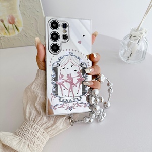 Sang trọng điểm khoan mạ bạc Gương điện thoại trường hợp đối với <span class=keywords><strong>Samsung</strong></span> Galaxy S23 S24 Ultra s22ultra bướm bìa dây đeo cổ tay trường hợp - Product Image 3