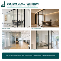 Cloison de séparation de bureau en verre avec cadre en aluminium, panneau de séparation de bureau démontable, cloison de séparation de pièce pour bureau, salle de réunion