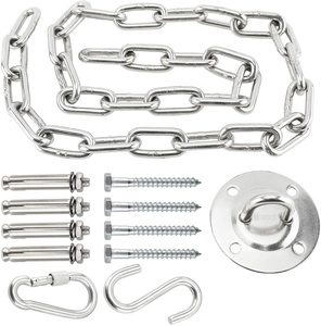 <span class=keywords><strong>Kit</strong></span> <span class=keywords><strong>de</strong></span> <span class=keywords><strong>fixation</strong></span> extérieur en acier moderne et durable <span class=keywords><strong>pour</strong></span> <span class=keywords><strong>hamac</strong></span> et chaise suspendue - Réglable et écologique - Product Image 1