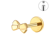 Flat Back Internally Threaded Piercing Body Jewelry ASTM F136 Titanium G23 Earrings Implant Grade Bow Shape Labret Stud