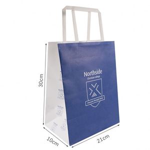 Carry Out Bags Grade <b>Biodegradable</b> Takeaway Shopping Custom Printed Store Brown Kraft <b>Paper</b> Bag with Handle - Product Image 1