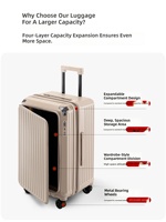 Valise à roulettes extensible grande capacité à ouverture latérale, avec serrure TSA, USB et antibactérienne, ensemble de bagages renforcés