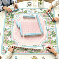 Tapis de jeu de mahjong américain moderne de luxe personnalisé, écologique, inodore, en caoutchouc, imperméable, design chinoiserie, pour 4 joueurs