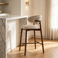 Tabourets de bar modernes en bois massif avec siège rembourré, repose-pieds, sans accoudoirs, pour îlot de cuisine, comptoir, bar, café, hôtel, restaurant, maison
