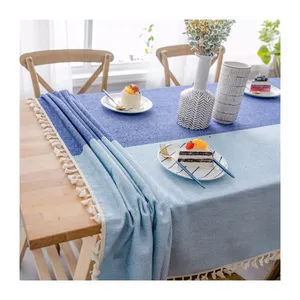 Wholesale table cloth linen hotel simple design custom table cloths cotton printed for home decor