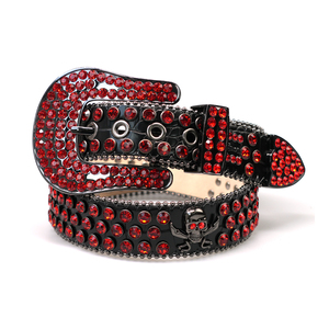 Cinturón de Lujo con Calaveras y Pedrería para Hombre y Mujer, Estilo Y2K Gótico Punk, Cinturón de Cuero PU con Calaveras y Cristales, Cinturón Brillante con Diamantes - Product Image 4