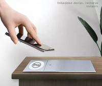 Chargeur de téléphone sans fil en alliage d'aluminium commercial avec couvercle coulissant et prise de table avec 2 ports USB