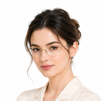 Gafas Ópticas Metálicas Ovaladas Pequeñas Retro de Venta Caliente, Montura Delgada, con Protección Anti Luz Azul para Uso Diario y Profesional