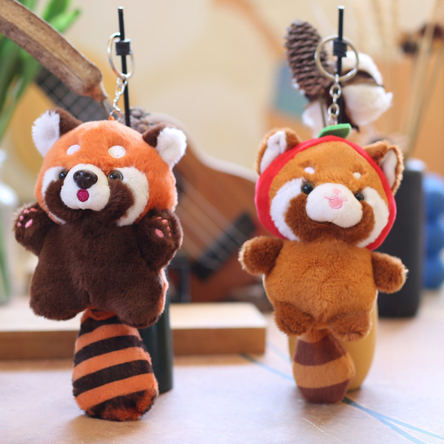 Plush Raccoon Keychain for Claw Machine Peluches With Long Tail Odd-Tailed Bear Raccoon Keyring Small Cute Stuffed Animal Toys