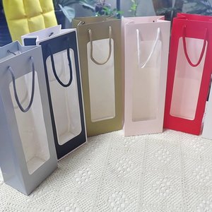 JPORSHU 10 Pack Wine Paper Bags - Kraft Paper Gift Tote, Holds 2 Bottles, With Handles - Reusable For Wedding, Party, Whiskey