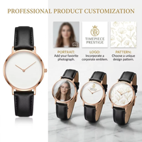 Ensemble de montres de couple personnalisées de luxe avec photo, pour lui et pour elle, montres-bracelets pour homme et femme, logo personnalisé, boîtier en or rose, bracelet en cuir