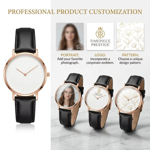 Luxury Custom Photo Couple <strong>Watch</strong> <strong>Set</strong> <strong>His</strong> <strong>and</strong> <strong>Hers</strong> Men's Ladies Wristwatches Personalized Logo Rose Gold Case Leather Strap - Product Image 2