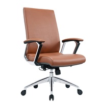 Chaise de bureau de direction pivotante de luxe à dossier haut, style traditionnel, en cuir véritable, hauteur réglable, verrouillage 4 positions, aluminium