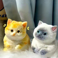 Mainan Squishy Kucing untuk Meredakan Stres, Bahan TPR, Hewan yang Dapat Diperas, Cocok untuk Anak-anak dan Hadiah Pesta Dewasa