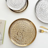 Assiette jetable moderne simple galvanisée en or mat vaisselle en céramique filaire maison hôtel argent artisanat galvanoplastie