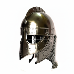 Casque d'armure de loup Viking médiéval en acier fabriqué à la main finition argentée avec chaîne et support chevalier portable à collectionner pour adulte - Product Image 1