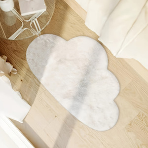 Tapis en fausse fourrure de lapin en forme de nuage blanc, lavable en machine, pour chambre d'enfant, salon, bureau - Product Image 2