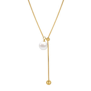 أزياء 18 قيراط مطلية بالذهب الفولاذ المقاوم للصدأ والمجوهرات Y الوهق قابل للتعديل لؤلؤ ثعبان سلاسل قلادة للنساء حزب قلادة P253592 - Product Image 1